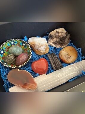 🔮 12 Piece Healing Crystal Gift Box Large Citrine Point, Dendritic Agate (rare)